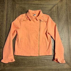 Janie and Jack Kids Moto Peach Jacket Zipper Size 7-8